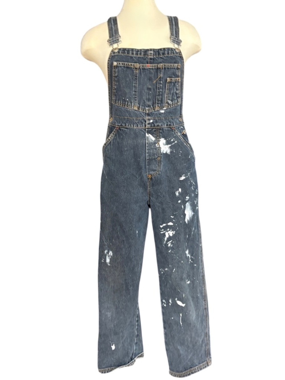 overalls GAP black all cotton XS/S paint covered artist straight leg classic